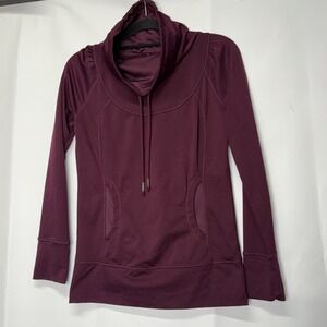 Prana Womens‎ Funnel Cowl Neck Long Sleeve Pullover Top Purple Athletic Small